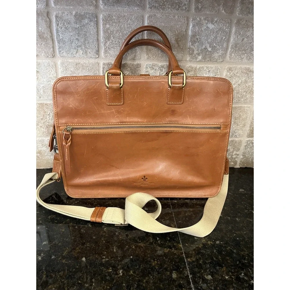 Dooney & Bourke Florentine Vaccetta Leather  Briefcase Brooklyn Tan Brown‎
